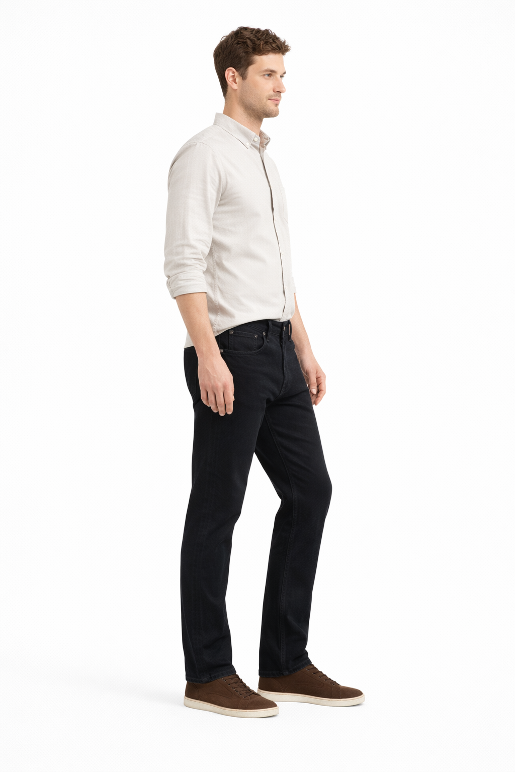Men’s Jet Black Straight Fit Jeans — Mid-Rise Stretch Denim