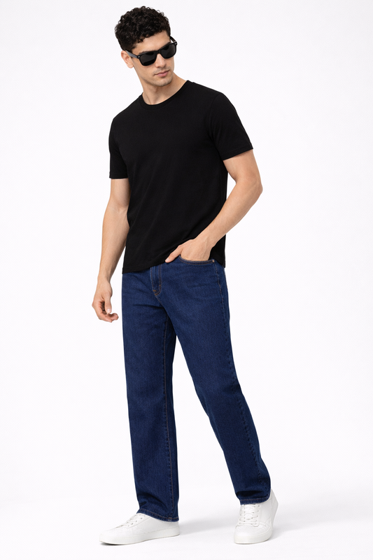 Classic Blue Regular Fit Denim Jeans for Men