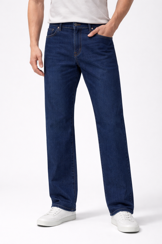Classic Blue Regular Fit Denim Jeans for Men