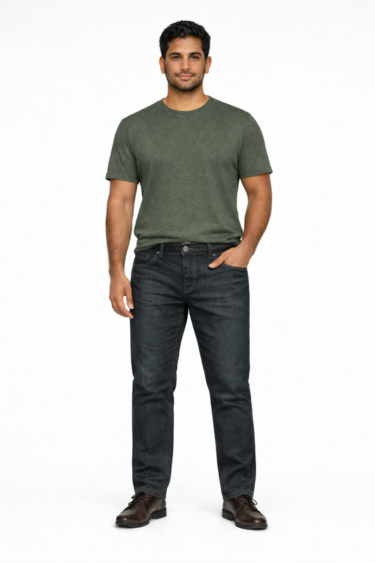 Snapry Men’s Black Straight Jeans — Mid-Rise Stretch Denim