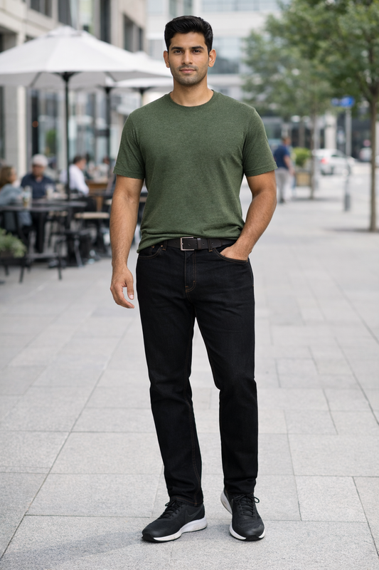Men’s Black Regular Fit Jeans | Comfortable Stretch Denim Jeans