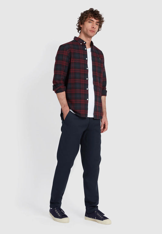 Snapry Men’s Checked Casual Shirt – Maroon & Navy
