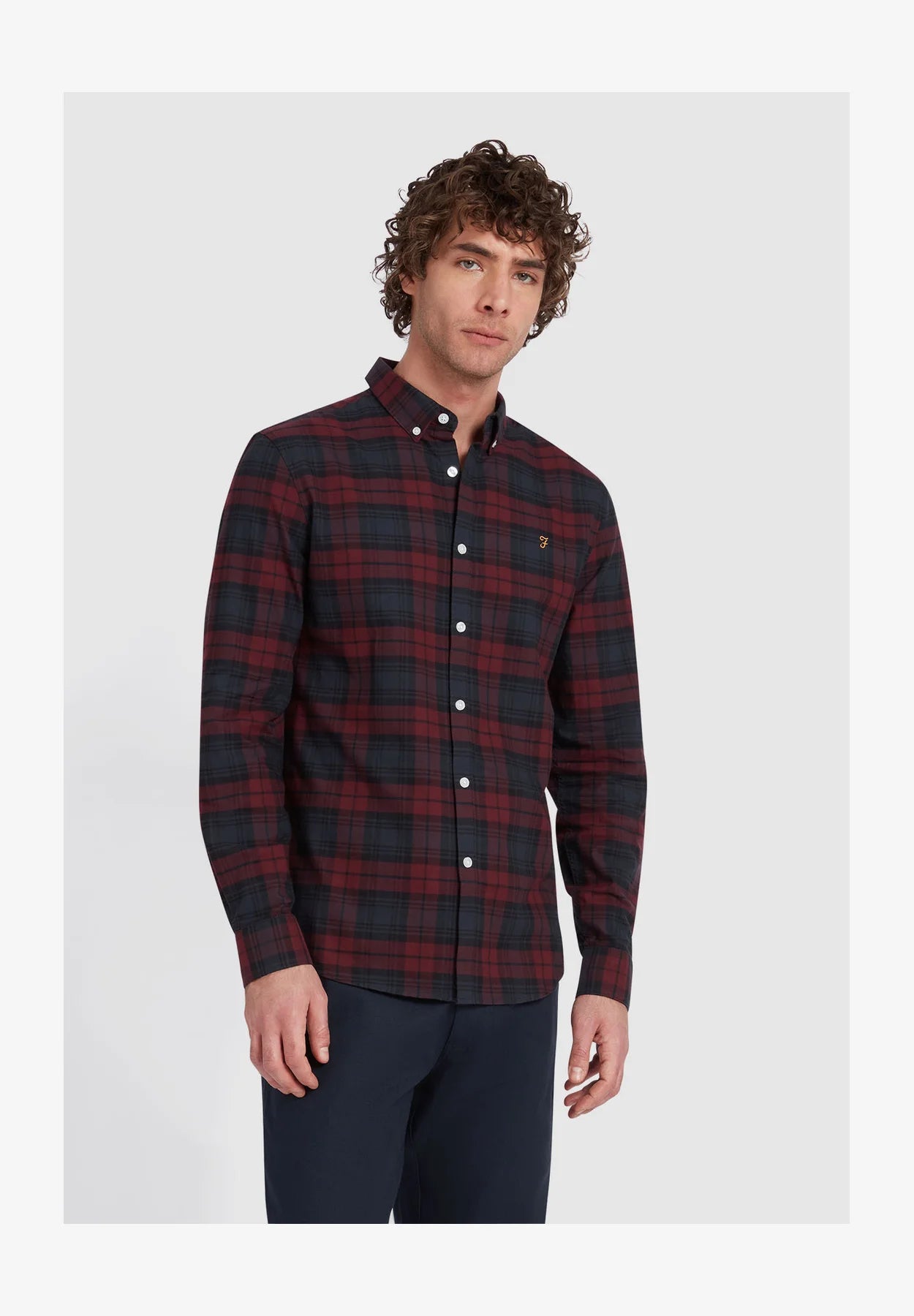 Snapry Men’s Checked Casual Shirt – Maroon & Navy