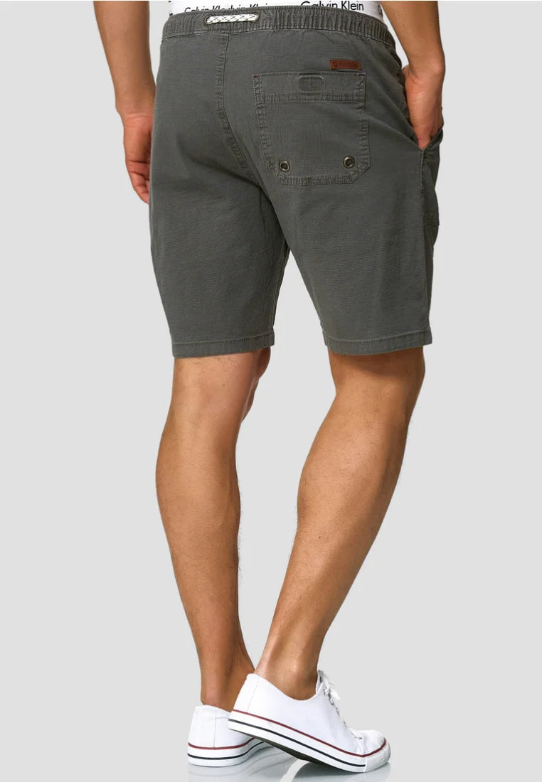 Men’s Charcoal Grey Cotton Casual Shorts – Regular Fit Drawstring Summer Shorts