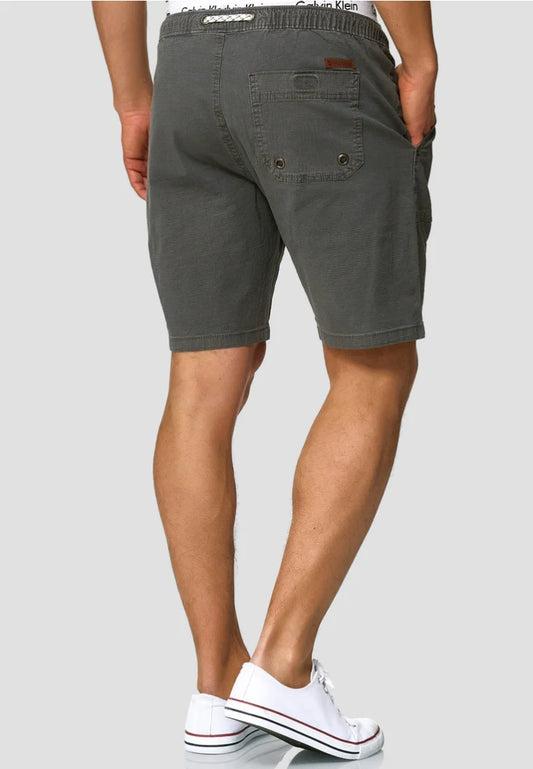 Men’s Charcoal Grey Cotton Casual Shorts – Regular Fit Drawstring Summer Shorts