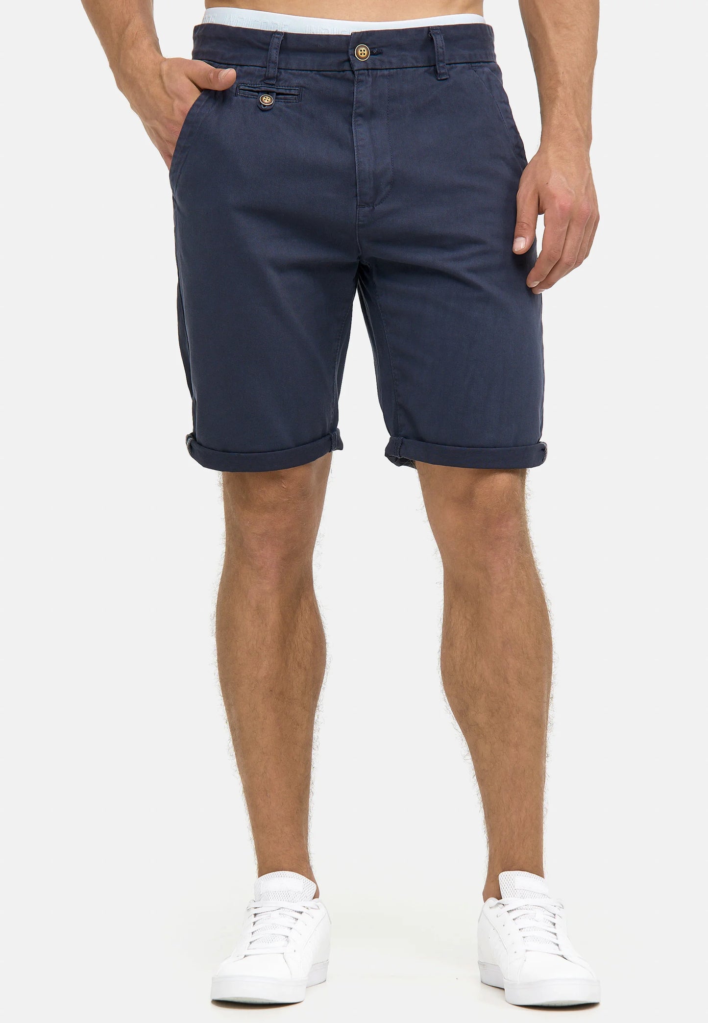 Snapry Men’s Navy Blue Cotton Chino Shorts – Slim Fit Casual Summer Shorts