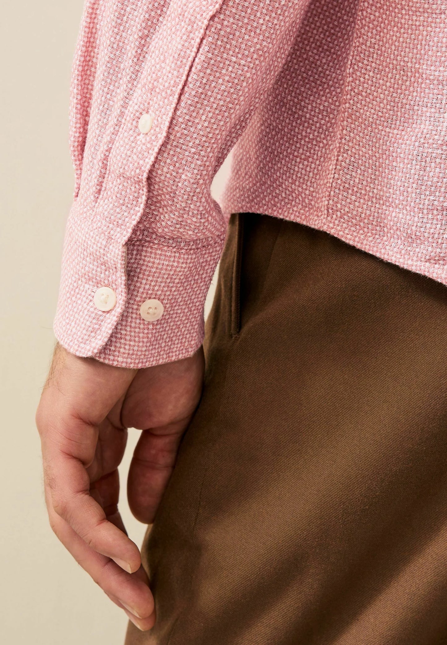 Snapry Men’s Textured Casual Shirt – Soft Pink