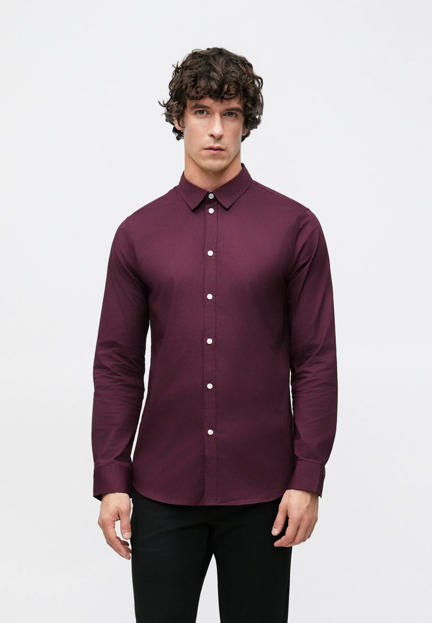 Snapry Men’s Solid Formal Shirt – Wine Maroon