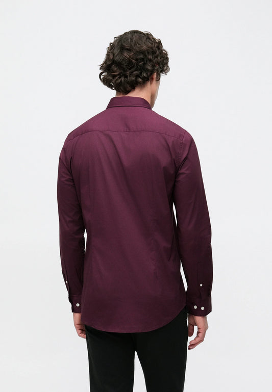 Snapry Men’s Solid Formal Shirt – Wine Maroon