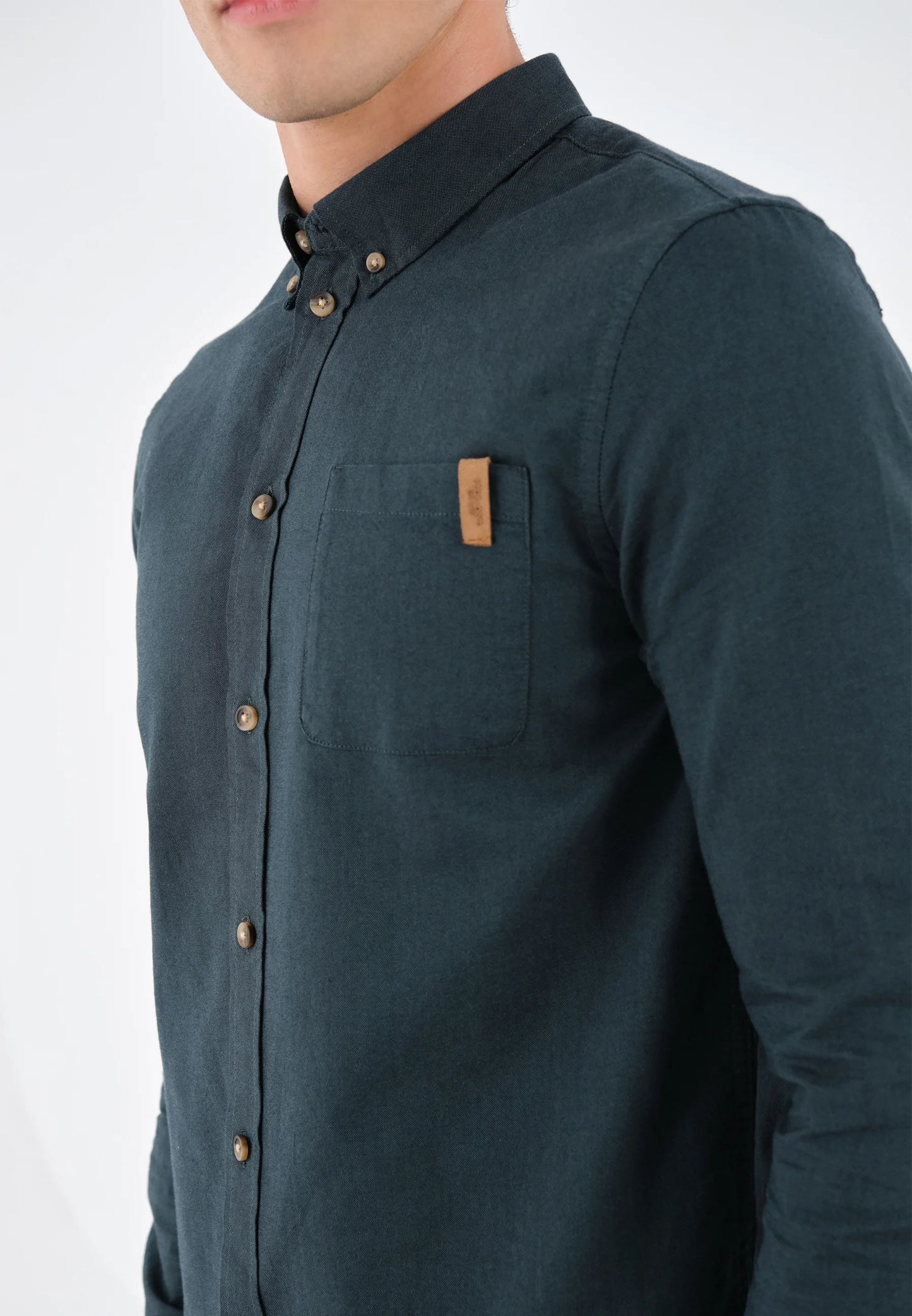 Snapry Men’s Button-Down Casual Shirt – Deep Teal Blue