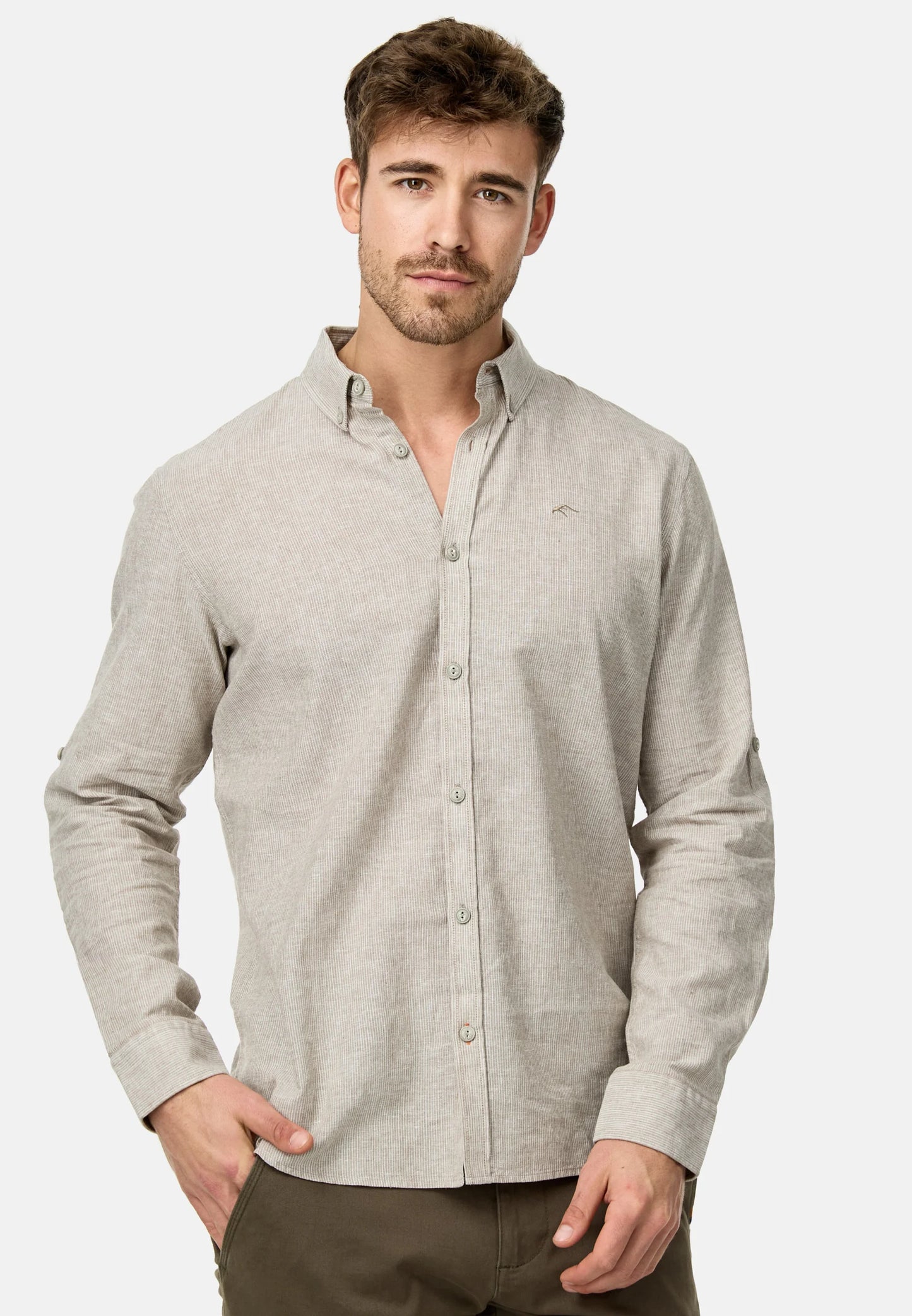 Snapry Men’s Textured Casual Shirt – Light Beige