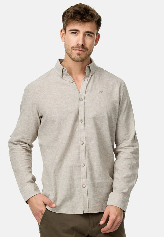 Snapry Men’s Textured Casual Shirt – Light Beige