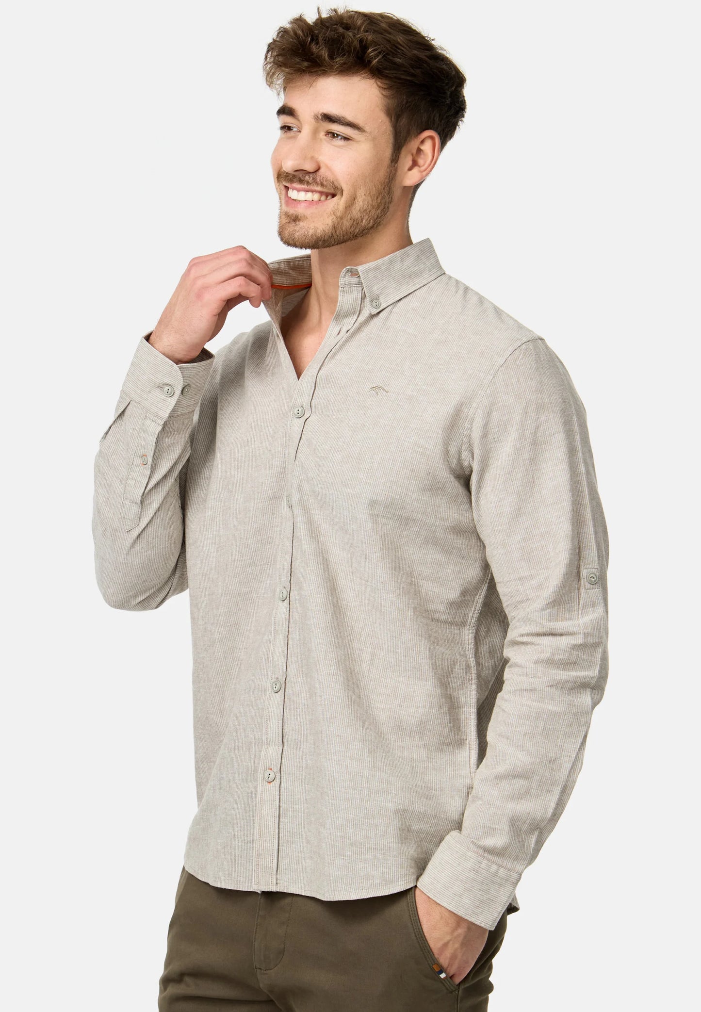 Snapry Men’s Textured Casual Shirt – Light Beige