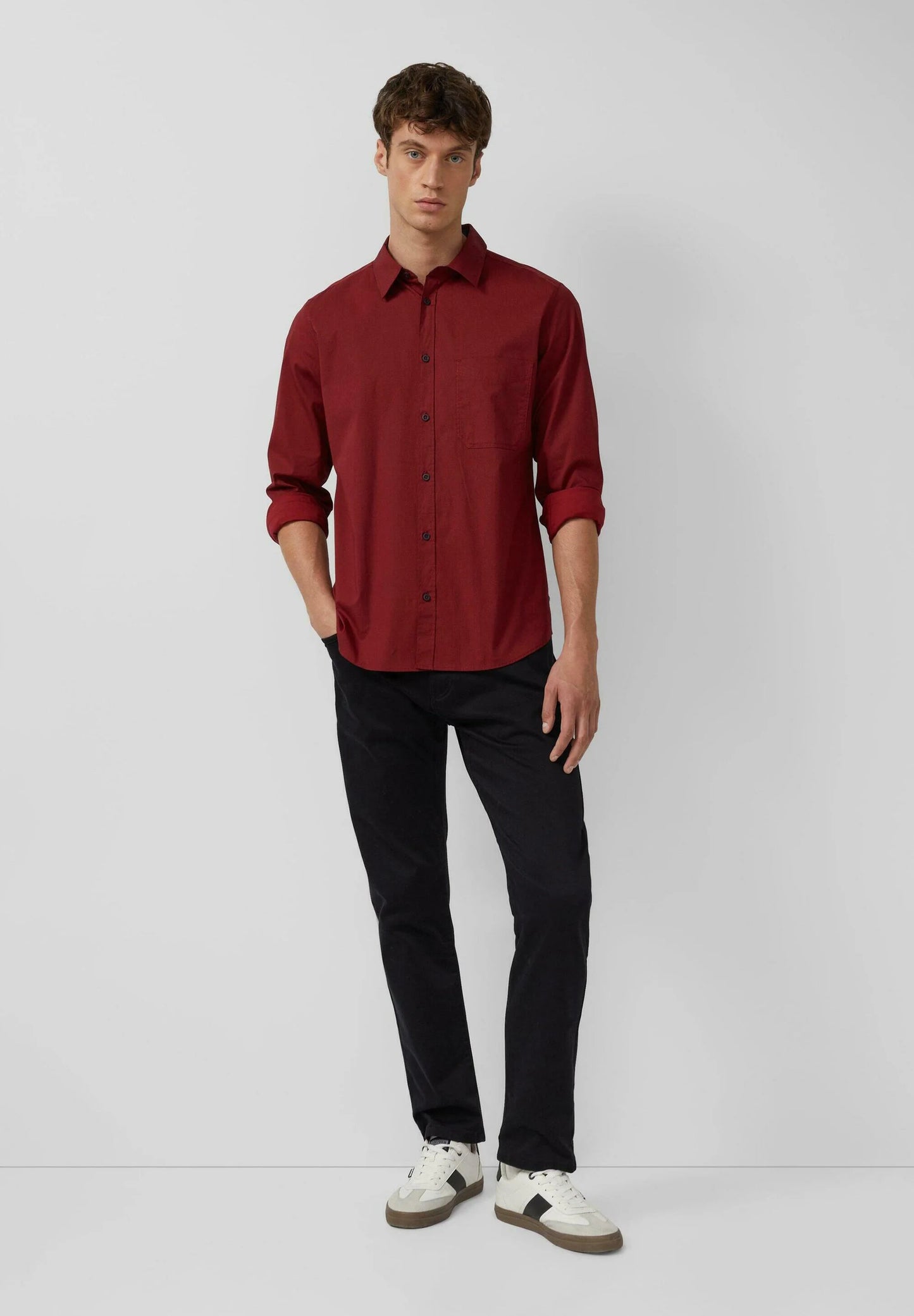 Snapry Men’s Solid Maroon Casual Shirt – Classic Full Sleeve