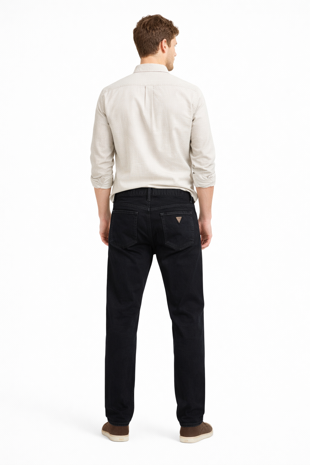 Men’s Jet Black Straight Fit Jeans — Mid-Rise Stretch Denim