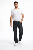 Men’s Washed Black Straight Jeans — Mid-Rise Stretch Denim