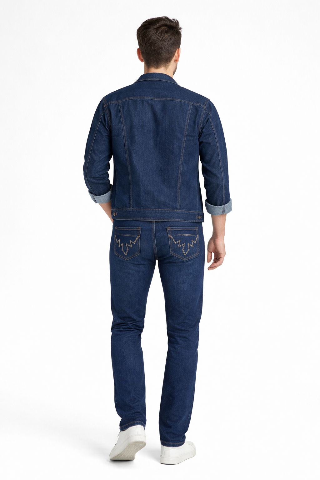 Men’s Deep Navy Classic Straight Jeans — Mid-Rise Stretch Denim