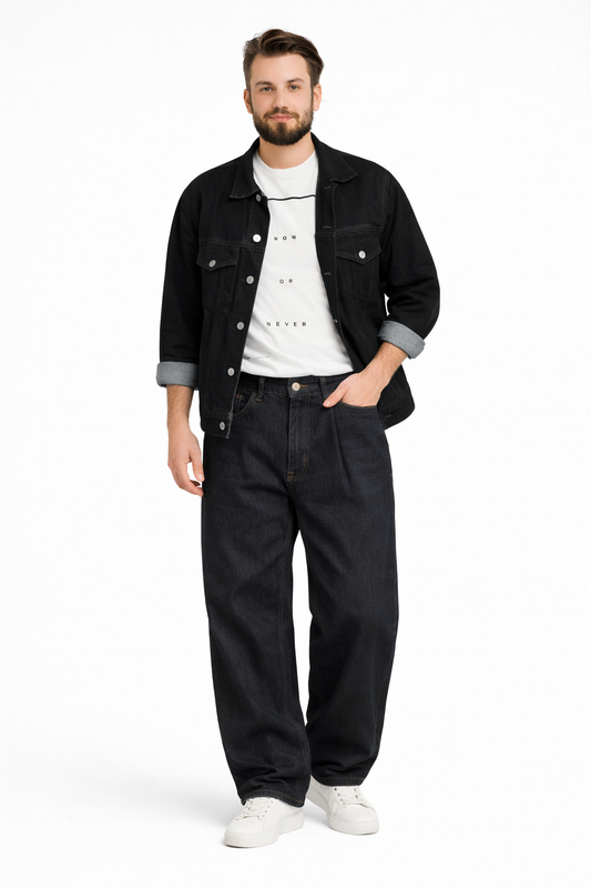 Men’s Classic Black Relaxed-Fit Jeans Pant | Premium Denim