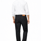 Men’s Black Slim-Straight Jeans with Subtle Knee Distress | Premium Stretch Denim