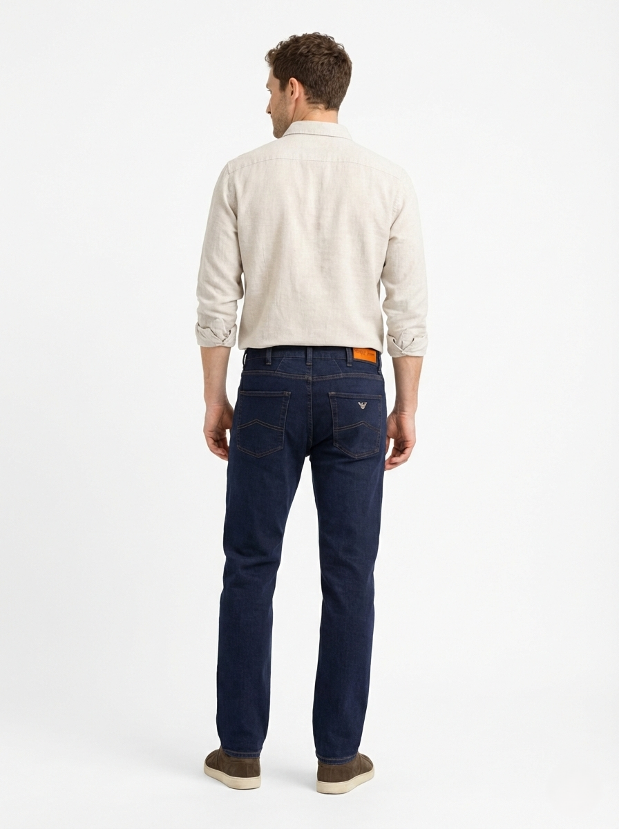 Men’s Navy Blue Classic Straight Jeans — Comfortable Slim Comfort Fit