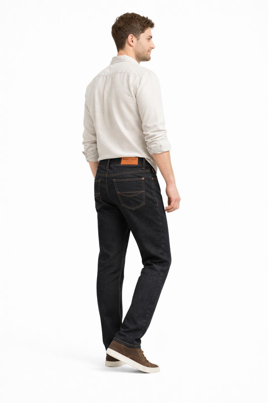 Men’s Black Slim-Taper Jeans — Premium Stretch Denim